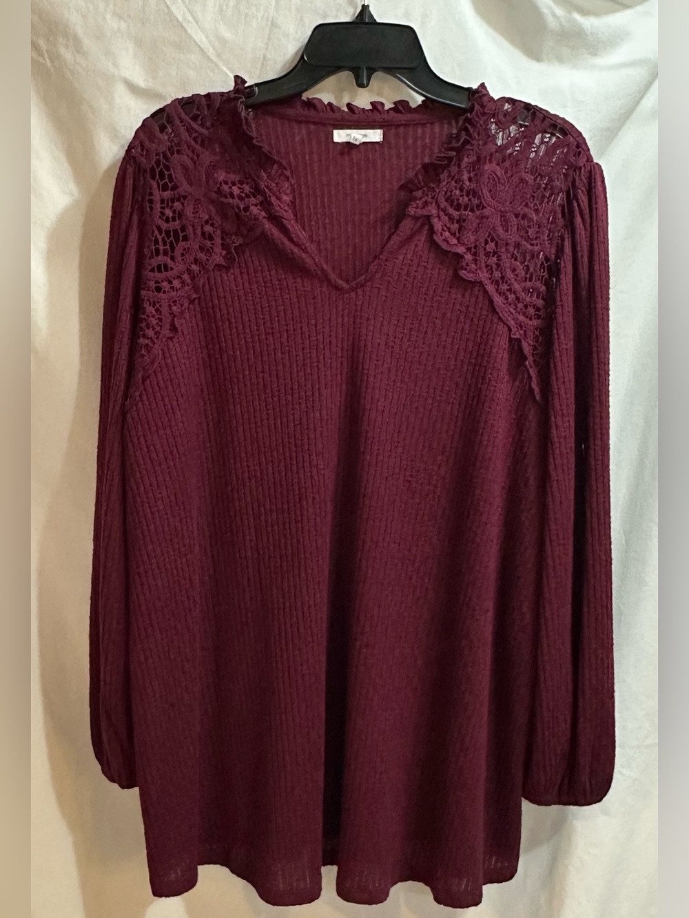 Maurice’s Women's Lace-Shoulder V-Neck Top in Plum